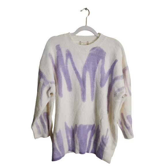 Altar'd State Super Oversized Art To Wear Cream Lavender Sweater Size S/M - Picture 2 of 8